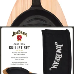 Jim Beam BBQ Servierpfanne Gusseisen - Grillpfanne Steakpfanne Emaille Mit Holzuntersetzer Servierbrett 4er Set -Günstiges Herd Genuss Geschäft 0eab4153333dada907654074e9ef76f0