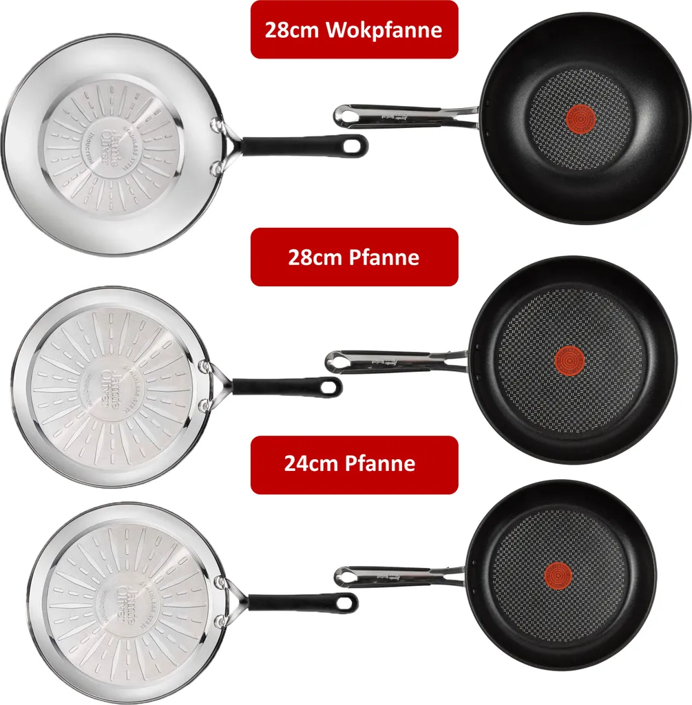 Tefal E76 Jamie Oliver Pfannenset Induktion 6 TLG Set 12,- Hohe Wokpfanne Mit Deckel 28cm, Pfanne 28 Cm + 24cm, Edelstahl 18/10 Rostfrei, Spülmaschinenfest, Antihaft-beschichtet 4 Tefal E76 Jamie Oliver Pfannenset Induktion 6 TLG Set 12,- Hohe Wokpfanne Mit Deckel 28cm, Pfanne 28 Cm + 24cm, Edelstahl 18/10 Rostfrei, Spülmaschinenfest, Antihaft-beschichtet – Bild 2