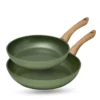 JUST VEGAN Aluminium-Pfannen Set, 2-tlg, Mit Pflanzlicher Keramik-Antihaftbeschichtung Auf Basis Von Avocado-Öl In Grün. -Günstiges Herd Genuss Geschäft 1da701b54f68a318432e1dbe09aafac5