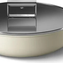 SMEG Servierpfanne Mit Deckel Matt Creme - Ø 28 Cm / 3,7 Liter -Günstiges Herd Genuss Geschäft 1fc407902ebccb182f7c777b54423990