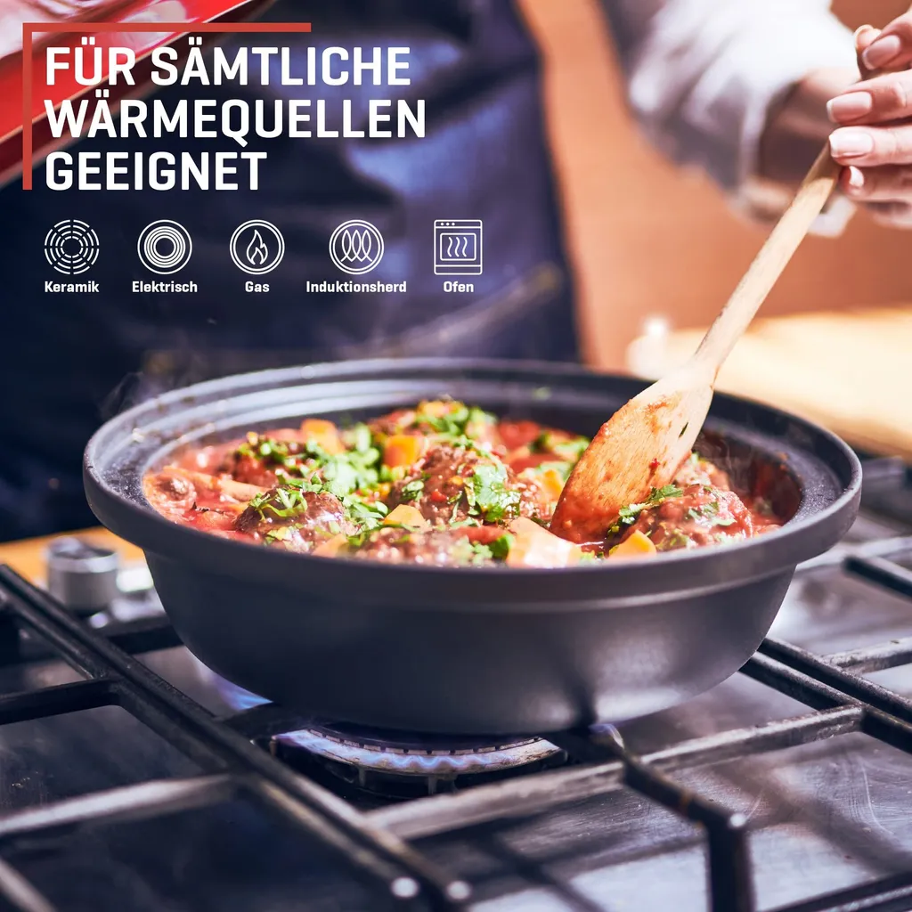 Uno Casa Tajine Topf - Marokkanische Tagine 3,5L Mit Emailliertem Gusseisen Boden Und Kegelförmigem - Gut 6 Uno Casa Tajine Topf - Marokkanische Tagine 3,5L Mit Emailliertem Gusseisen Boden Und Kegelförmigem - Gut – Bild 4