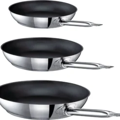 Schulte-Ufer Gastro-SUS Industar DIAMAS Pro Diamantversiegelung Edelstahl Pfannenset 163059-20 -24 -28, Ecotherm® Aluminium-Kapselboden