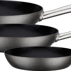GSW Pfannen-Set Avanti 3-tlg., 166652, Kohlenstoffstahl, Edelstahl Rostfrei,ca. 1,2 L / Ca. 1,8 L / Ca. 2,8 L