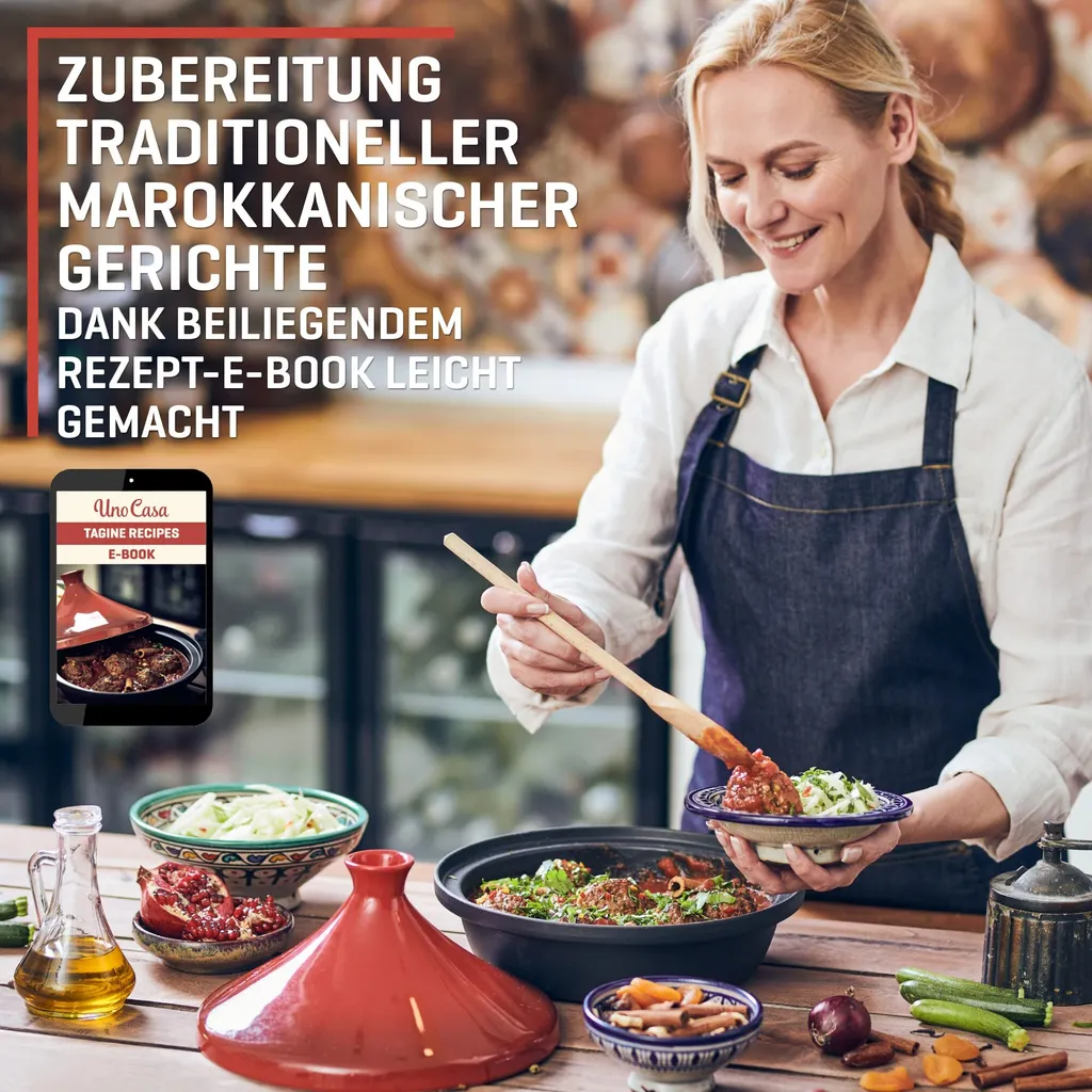 Uno Casa Tajine Topf - Marokkanische Tagine 3,5L Mit Emailliertem Gusseisen Boden Und Kegelförmigem - Gut 5 Uno Casa Tajine Topf - Marokkanische Tagine 3,5L Mit Emailliertem Gusseisen Boden Und Kegelförmigem - Gut – Bild 3