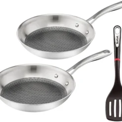 Tefal Pfannenset ETERNAL MESH Edelstahl Kratzfest °24cm/°28cm + Ingenio Pfannenwender