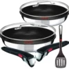 Tefal Pfannenset INGENIO 24/28cm L94092 + 2 X Jamie Oliver Glasdeckel 24/28cm + 2 Griffe + Ingenio Pfannenwender -Günstiges Herd Genuss Geschäft 63239a6e28d760485618490e9b3a1a46