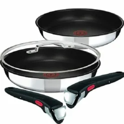 Tefal Pfannenset INGENIO PREFERENCE °24/28cm L94092 + Jamie Oliver Gravur Glasdeckel °28cm + 2 Griffe