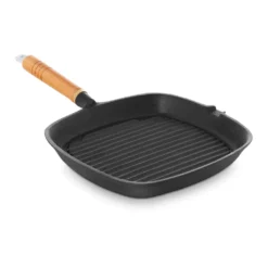 Grillpfanne Gusseisen Steakpfanne Bratpfanne Riffelboden Quadratisch 25X25X1 8cm