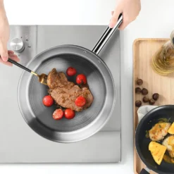 ONVAYA® Edelstahlpfannen-Set | Bratpfanne | Ohne Beschichtung | Induktion & Backofengeeignet | Profipfannen Komplettset | Ø 20/24/28/32cm -Günstiges Herd Genuss Geschäft 847d07b3f7acdc0c52df01aefc28a96e