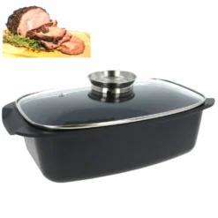 Aluguss Bräter 6 Liter Alugussbräter Schmorpfanne Kasserolle Inkl. Aromadeckel Induktion