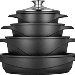 Smile - 10-teiliges Kochgeschirr-Set - Antihaftbeschichtung - Schwarz ,MGK-17