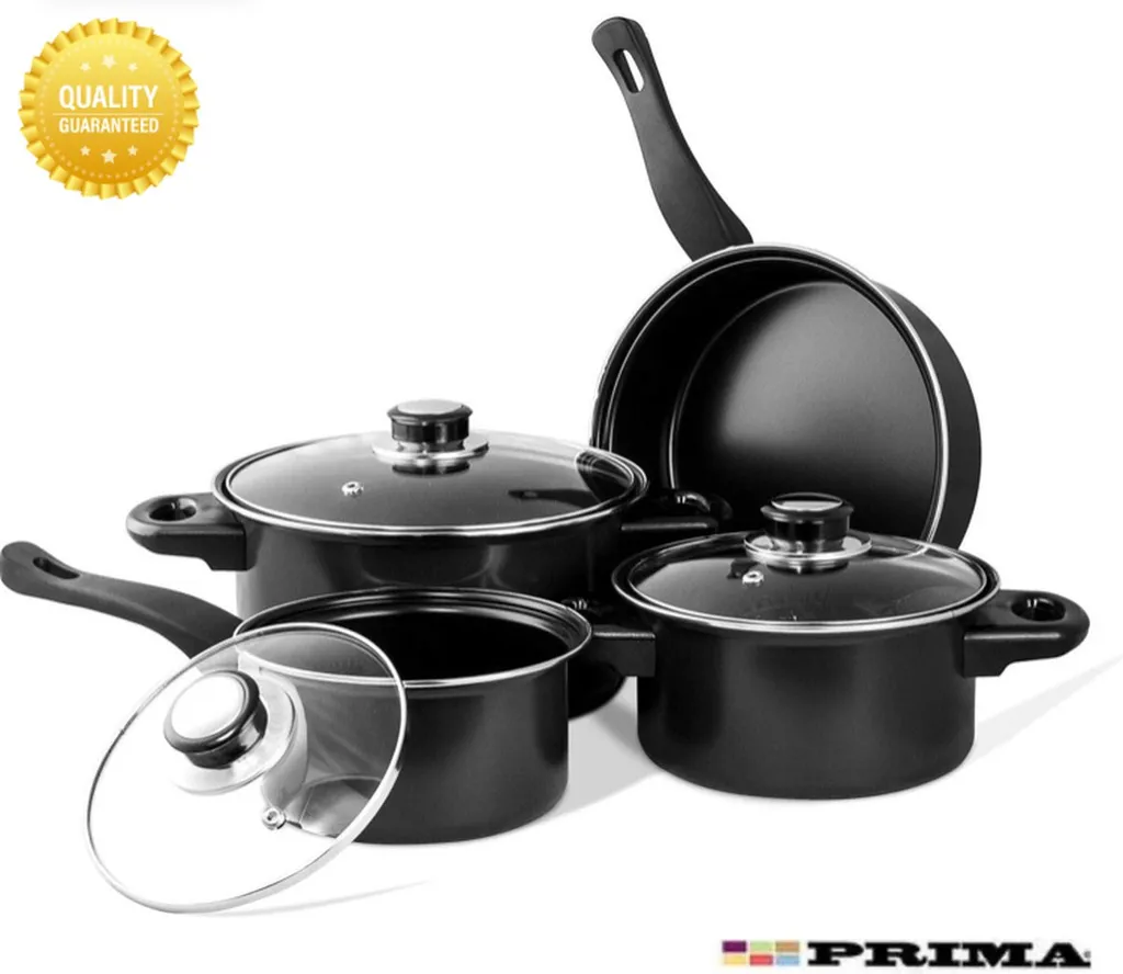 Prima Pfannenset 7-teilig – Kleine Pfannen – Schwarz – Antihaftbeschichtung – Kochset – Mit Deckel – Kochtöpfe – Soßenpfanne – Geschenk Für Mann Und Frau 2 Prima Pfannenset 7-teilig – Kleine Pfannen – Schwarz – Antihaftbeschichtung – Kochset – Mit Deckel – Kochtöpfe – Soßenpfanne – Geschenk Für Mann Und Frau