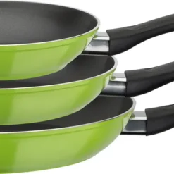 GSW Pfannen-Set Nova 3-tlg. Grün, Aluminium, Kunststoff, Bratpfanne ø Ca. 20 X H 4,2cm / ø Ca. 24 X H 4,4cm / ø Ca. 28 X H 4,8cm