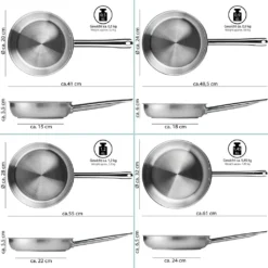 ONVAYA® Edelstahlpfannen-Set | Bratpfanne | Ohne Beschichtung | Induktion & Backofengeeignet | Profipfannen Komplettset | Ø 20/24/28/32cm -Günstiges Herd Genuss Geschäft a289efb76bca0f346a6a107723389b5a