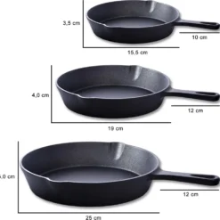 Mucola Bratpfanne Grillpfanne Pfannenset Gusseisen 3 Tlg. Ø25 Ø19 Ø15,5 Cm Griff Herd Gussbratpfanne Steakpfanne Gasherd Induktionsherd Feuer Ofen Herdplatte -Günstiges Herd Genuss Geschäft b4ea14af5e9ad5cb95cb9d49de3a15b0