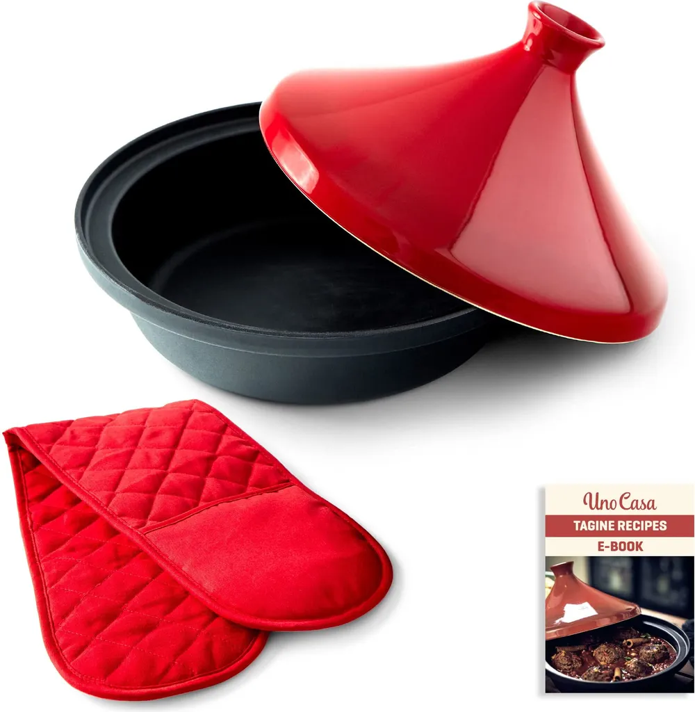 Uno Casa Tajine Topf - Marokkanische Tagine 3,5L Mit Emailliertem Gusseisen Boden Und Kegelförmigem - Gut 3 Uno Casa Tajine Topf - Marokkanische Tagine 3,5L Mit Emailliertem Gusseisen Boden Und Kegelförmigem - Gut