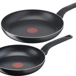 Tefal Easy Cook & Clean 2-teiliges Aluminium Bratpfannenset 24 + 28 Cm, Titanium Antihaftversiegelung, Thermo-Signal, Diffusion Pfannenboden Für Fast Alle Herdarten Außer Induktion