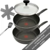 Tefal B30310 Cook&Clean Pfannenset 5tlg Hochrand, Pfanne 28cm + 30cm Hoher Rand, Teflon Antihaftbeschichtet, Bratpfanne Set Tief , Inkl. Deckel