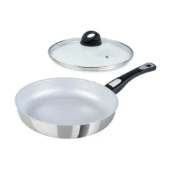 Genius Cerafit Steel Bratpfanne 28cm + Glasdeckel - Ofenfeste Keramikpfanne Mit Abnehmbarem Griff Für Alle Herdarten; A24665