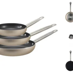 Pfannen-Set Bergner Edelstahl Aluminium Geschmiedetes Aluminium Champagne 3 Teilig -Günstiges Herd Genuss Geschäft cc1bb5221d8f83c98034b9ee766fd3ea