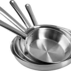 ONVAYA® Edelstahlpfannen-Set | Bratpfanne | Ohne Beschichtung | Induktion & Backofengeeignet | Profipfannen Komplettset | Ø 20/24/28/32cm