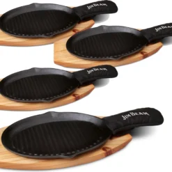 Jim Beam BBQ Servierpfanne Gusseisen - Grillpfanne Steakpfanne Emaille Mit Holzuntersetzer Servierbrett 4er Set -Günstiges Herd Genuss Geschäft d9810439da4299bf518c7f9cde511619