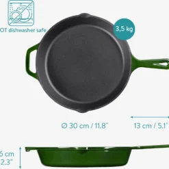 Navaris Grillpfanne Bratpfanne Pfanne Aus Gusseisen - 30cm Gusspfanne Steakpfanne Gusseisenpfanne - Bräter Für Steak Fleisch Gemüse - Emailliert -Günstiges Herd Genuss Geschäft f6abc92aba26e61d3668920bbc366fab