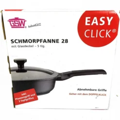 GSW Schmorpfanne Easy Click 28 Cm Mit Glasdeckel 5-tlg., 167833, Aluminium, Ca. 4,0 L -Günstiges Herd Genuss Geschäft fe3d9440fd35c695adc07db1407da52b